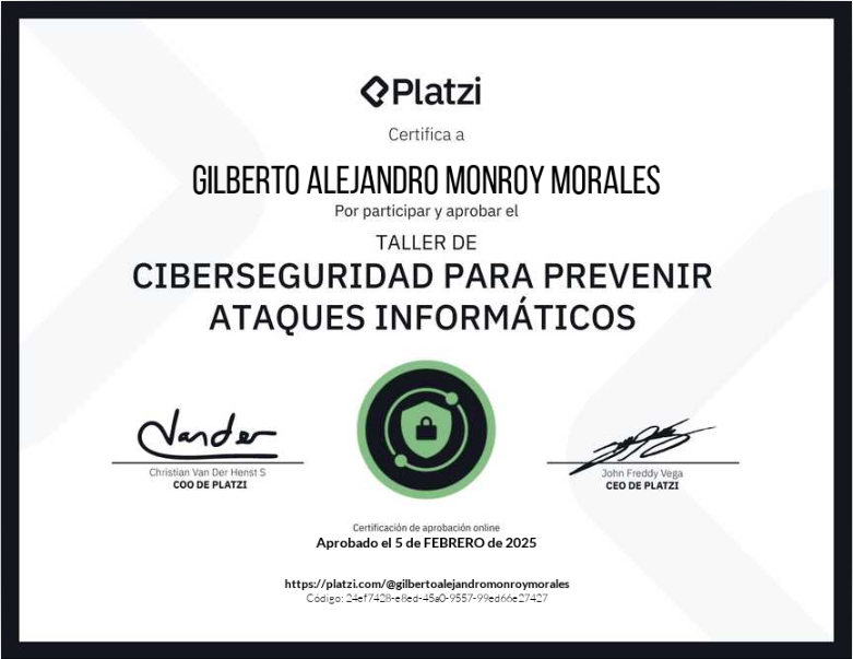 Imagen del certificado Introducción a Ciberseguridad