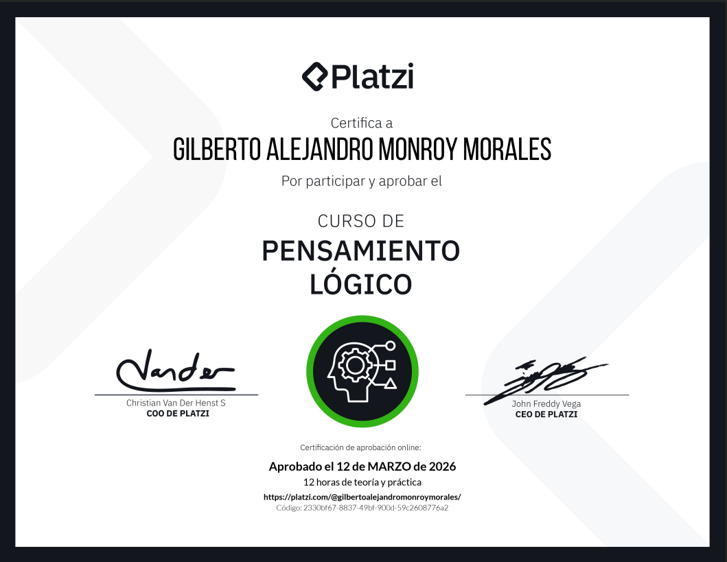 Imagen del certificado Curso de Pensamiento Lógico
